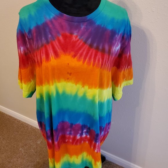 Canvas Tie Dye Boho style short sleeve T-shirt 100% cotton size 2XL. - Picture 4 of 11